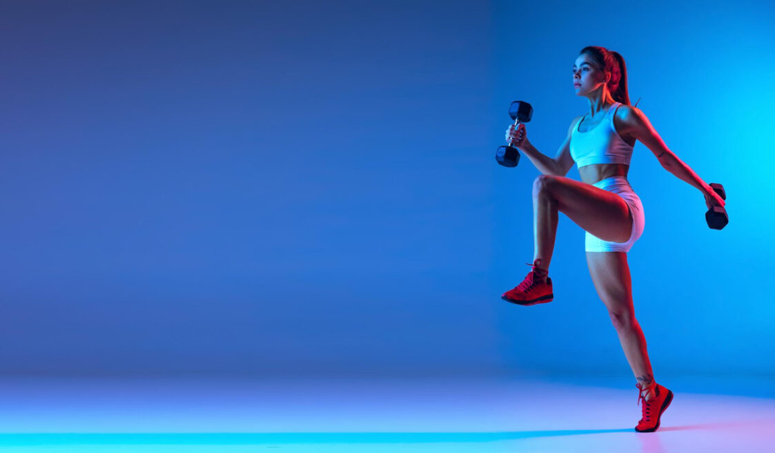 A girl doing workout before a yoga class